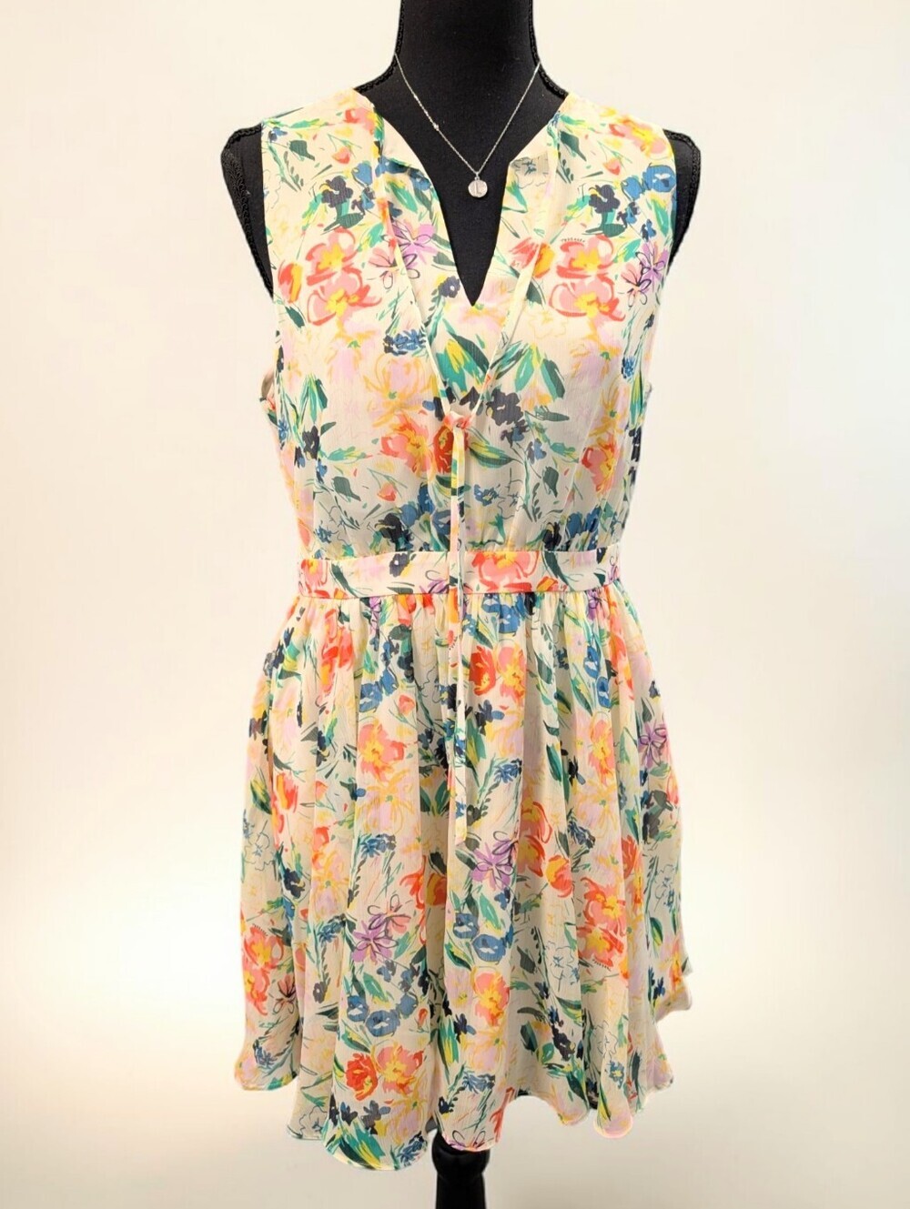 Ted Baker Haaris Floral Chiffon Mini Dress Fit Flare Open Back Size 2
